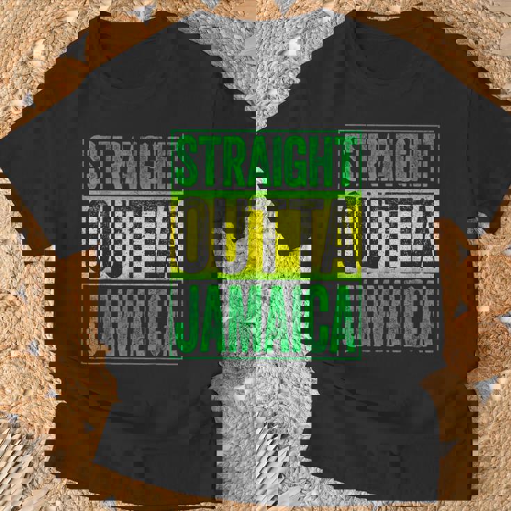 Straight Outta Jamaica ジャマイカ カリビアン レトロ レゲエ パーティー Tシャツ 高齢者への贈り物