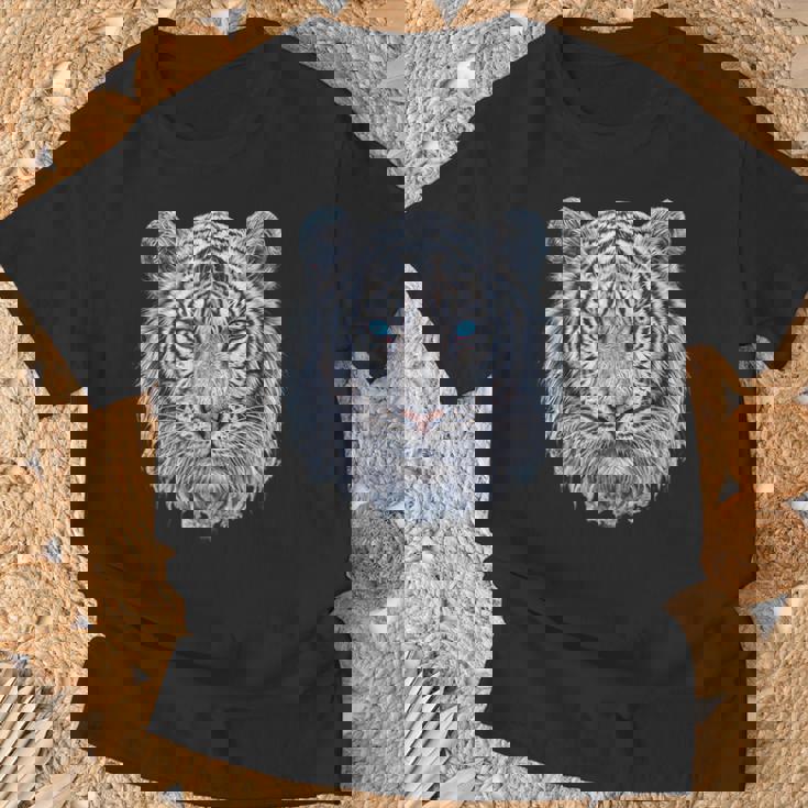 Tiger Lover 青い目の動物 ホワイトタイガー Tシャツ 高齢者への贈り物