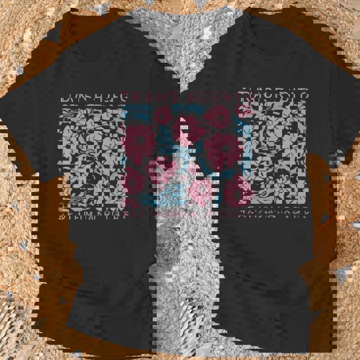 Trans Rights Are Human Rights Floral Lgbtq Pride Transgender T-Shirt Gifts for Old Men