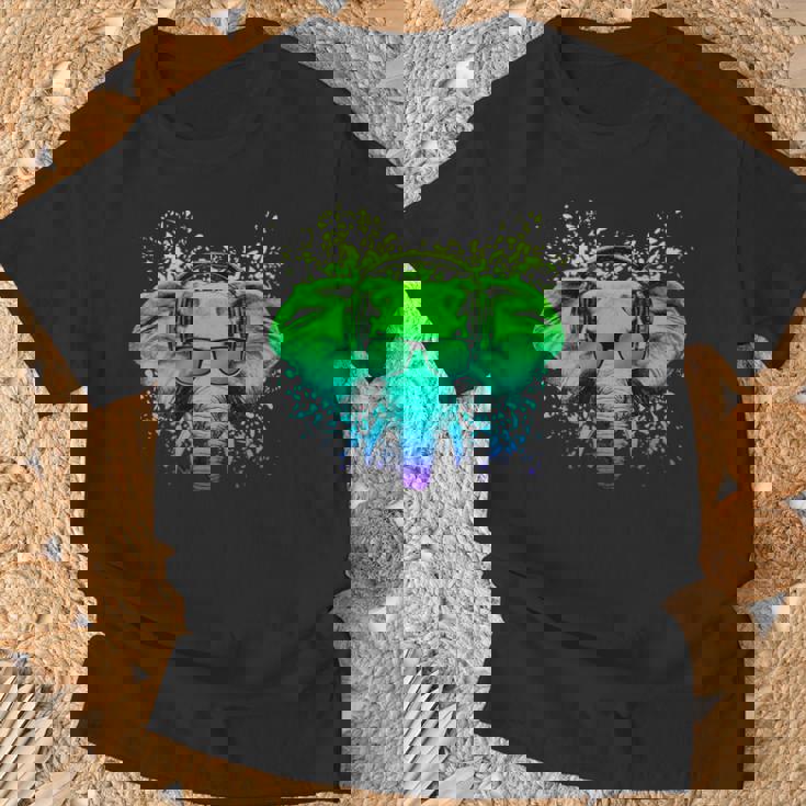 Trippy Dj Cadeau Pour Ravers Techno House Éléphant Psychédélique T-Shirt Cadeaux pour les vieillards