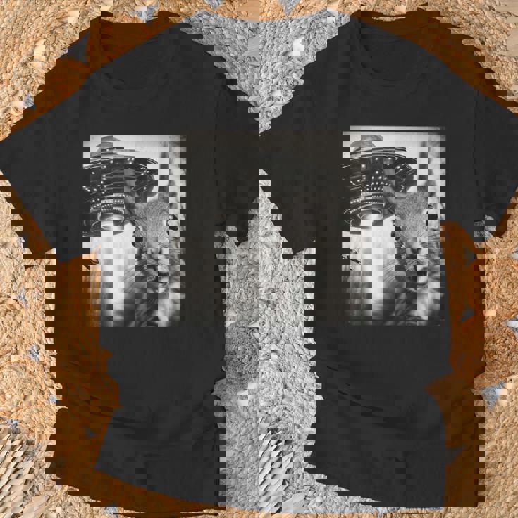 Ufoとリス自撮り面白いリス愛好家 Tシャツ 高齢者への贈り物