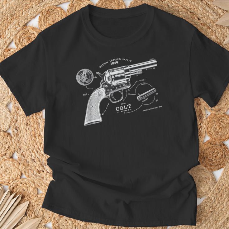 Vintage Patent Print 1839 Revolver Western Gun Camiseta unisex Regalos para ancianos