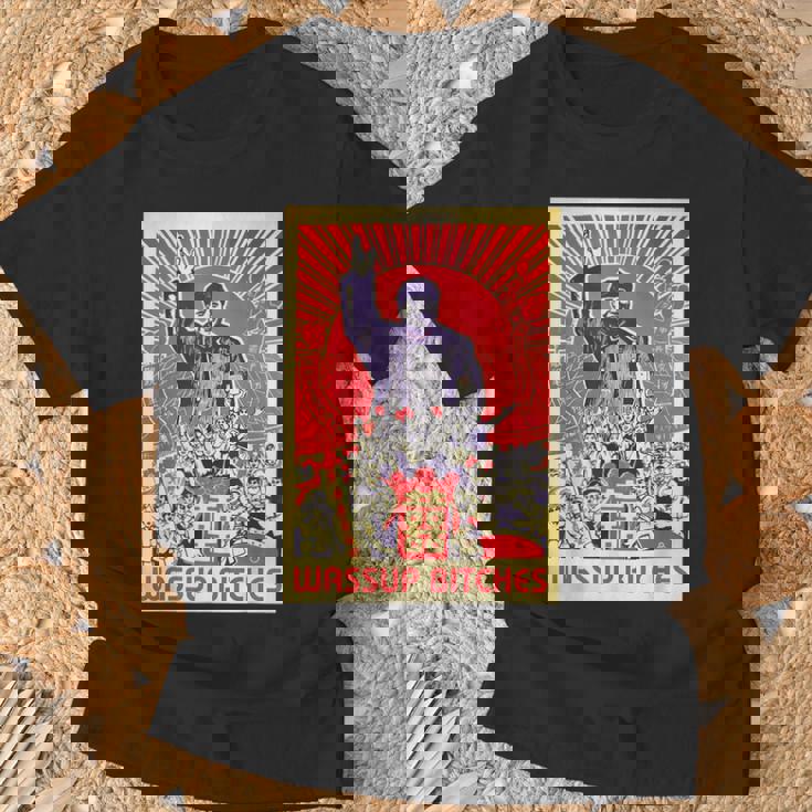 Wassup Bitches 毛沢東 中国共産主義宣伝ポスター Tシャツ 高齢者への贈り物