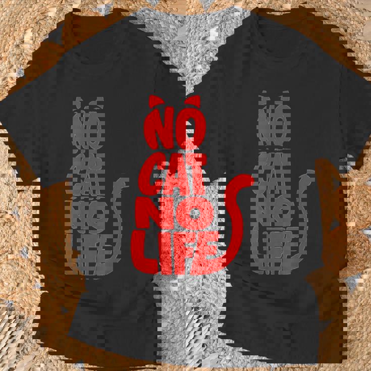 「No Cat No Life」シルエットキャット Tシャツ 高齢者への贈り物