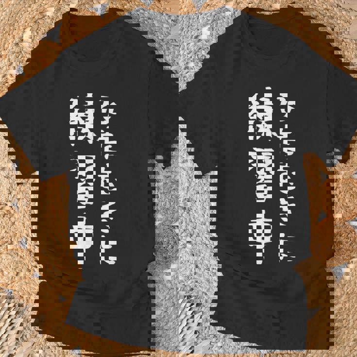 【ひたむきに練習中】面白い 文字 ギャグ ネタ ウケ狙い ふざけ 笑える 笑いが取れる おもしろ Tシャツ 高齢者への贈り物