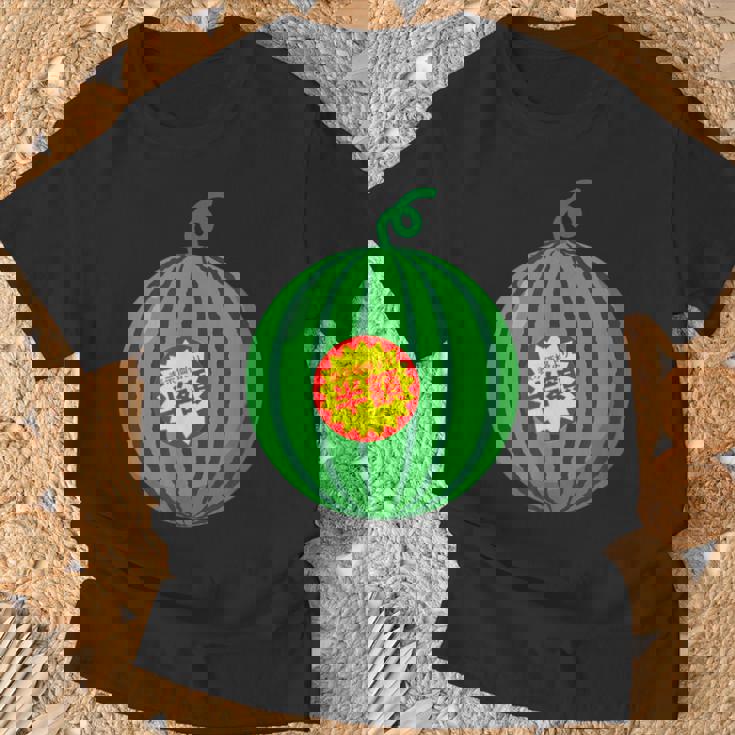 【スイカ】（半額シール）遊び心 おもしろ 夏服 面白い お笑い ユーモア ギャグ ネタ ウケ狙い 笑える 変な 食べ物 Tシャツ 高齢者への贈り物