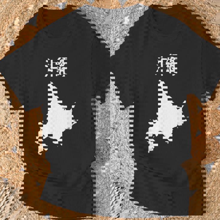 【沖縄】北海道 沖縄県 都道府県 遊び心 おもしろ 面白い ネタ 地図 シルエット 地理 癖強い お笑い 笑える 変な Tシャツ 高齢者への贈り物