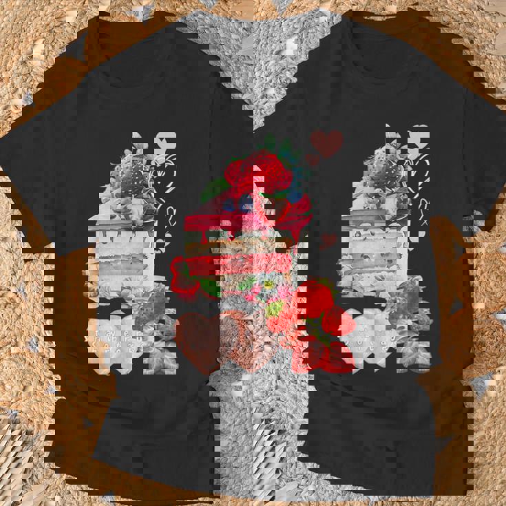 いちご ショートケーキ スイーツ デザート かわいい 春 お菓子、おしゃれ、パティシエ、ハート、カジュアル Tシャツ 高齢者への贈り物