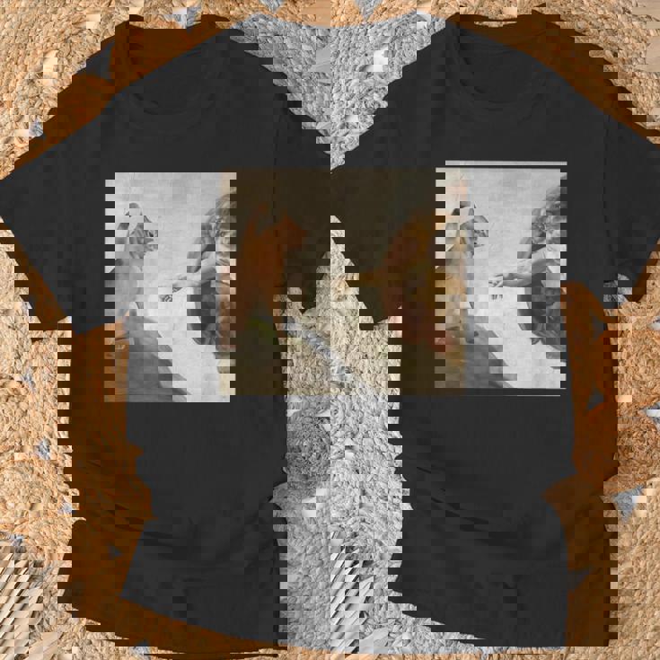 おかしな猫 神 創造 アダム ミーム イエス Tシャツ 高齢者への贈り物