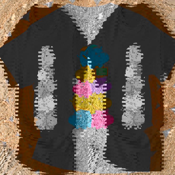 おもしろカバ カラフル レインボー 新学期 キッズ 男の子 女の子 Tシャツ 高齢者への贈り物