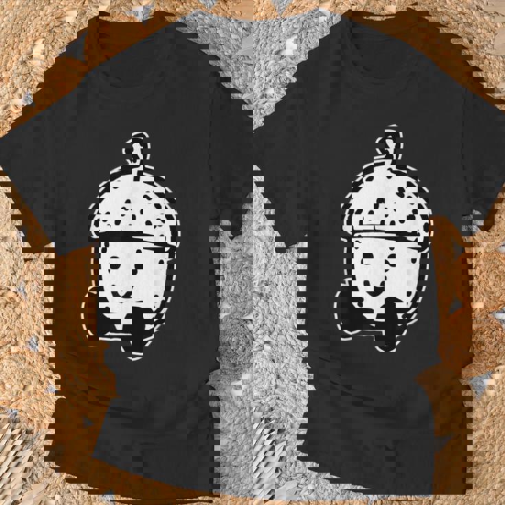 かわいい どんぐり 笑顔 ハッピー どんぐり ブラックワーク ミニマリスト Tシャツ 高齢者への贈り物