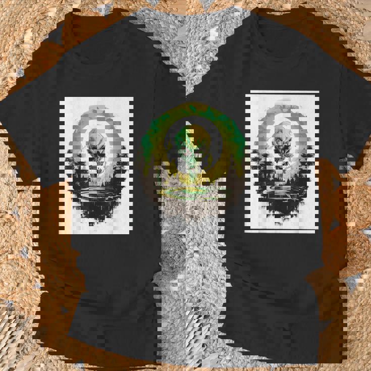 かわいいグリーンエイリアンヘッドufoスペースフェイス Tシャツ 高齢者への贈り物