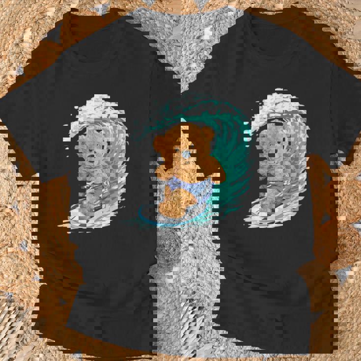 かわいいサーファーのテディベア。 Tシャツ 高齢者への贈り物