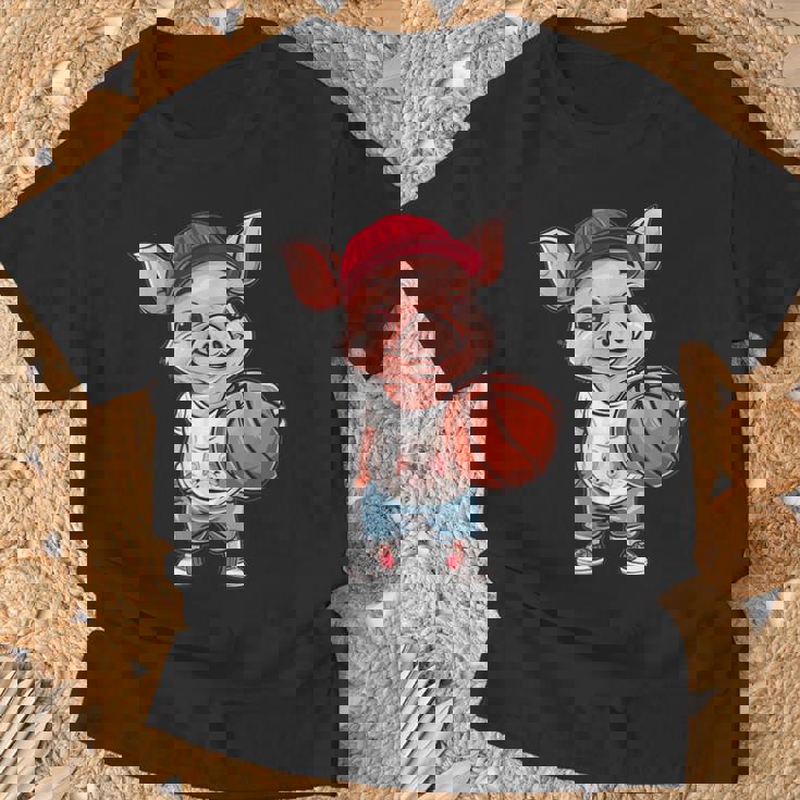 かわいいバスケットボールブタ Tシャツ 高齢者への贈り物