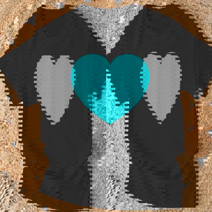 かわいいブルーターコイズハート Tシャツ 高齢者への贈り物