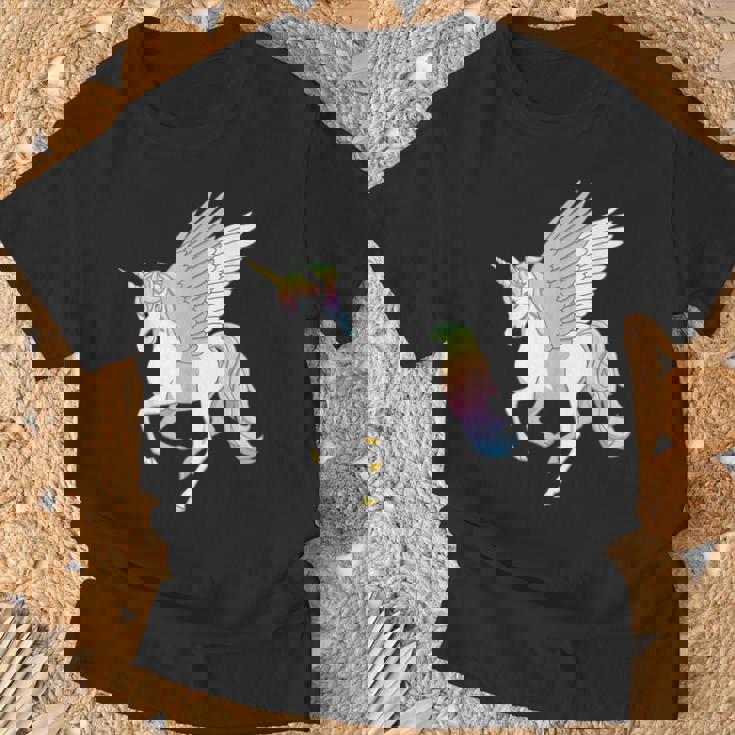 かわいいペガコーン フライングホース レインボー ユニコーン ペガサス Tシャツ 高齢者への贈り物