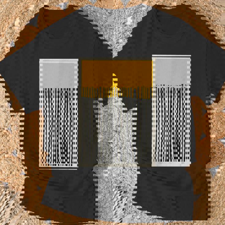 かわいいボーホーシックミニマリスト イエローベージュ ブラックラインストライプ Tシャツ 高齢者への贈り物