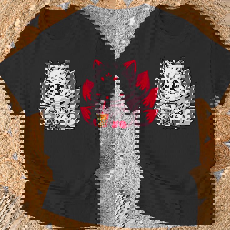 かわいい日本のキツネ九尾キツネボバティーアニメ Tシャツ 高齢者への贈り物