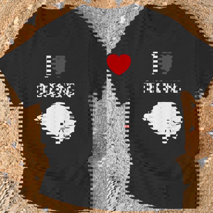 かわいい面白いシンプルなジュゴンの魚を引用します。 I Love Dugong Tシャツ 高齢者への贈り物