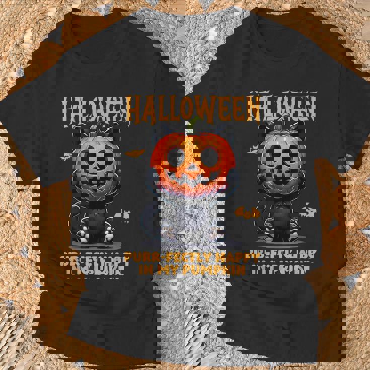 かわいい黒猫ハロウィン衣装カボチャデザインマスク面白い Tシャツ 高齢者への贈り物