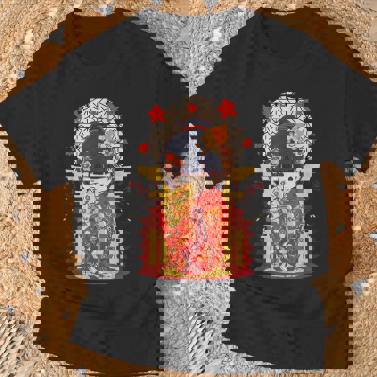 こけし 人形 シャツ 和装 赤 日本運 福 Tシャツ 高齢者への贈り物