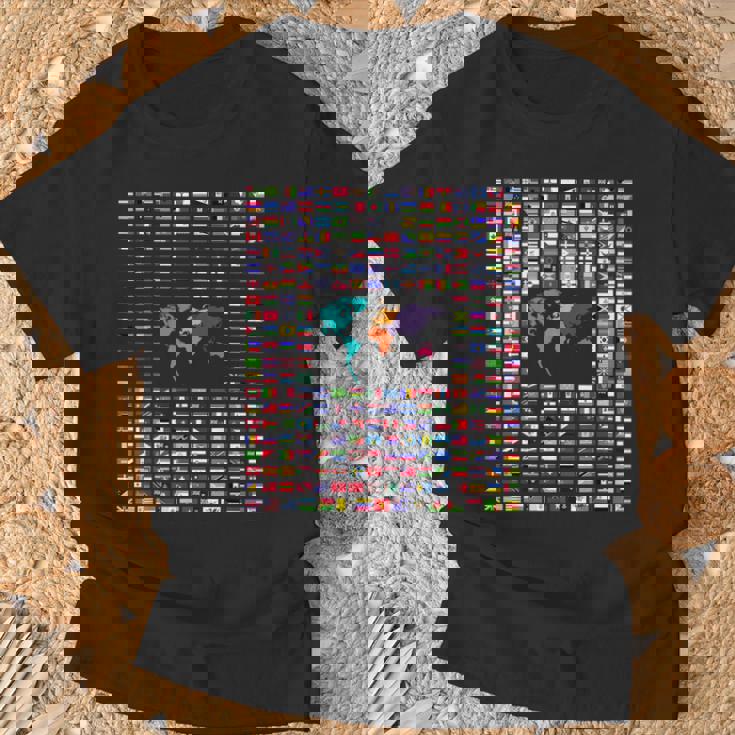 すべての国 世界の国旗 287 国旗 国際 Tシャツ 高齢者への贈り物