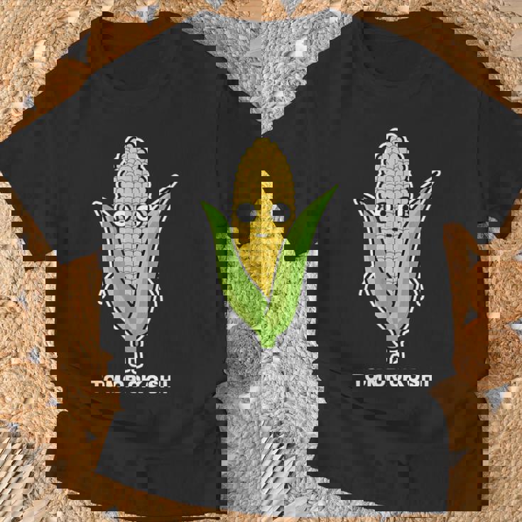 とうもろこし 顔 イラスト かわいい おもしろ 面白い 簡単 シンプル ゆるい 野菜 Tシャツ 高齢者への贈り物