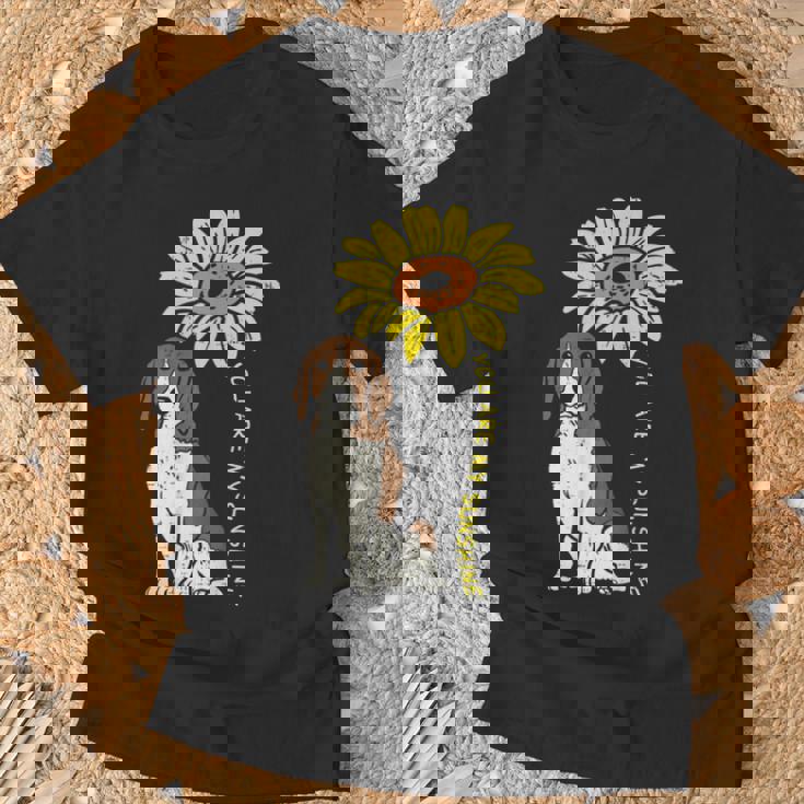 ひまわり サンシャイン ビーグル 動物 ペット ハウンド 犬 恋人 ギフト Tシャツ 高齢者への贈り物
