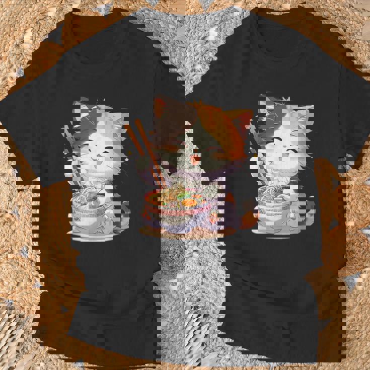 わがまま猫 ねこ ラーメン好き かわいい おもしろ マンガ Tシャツ 高齢者への贈り物