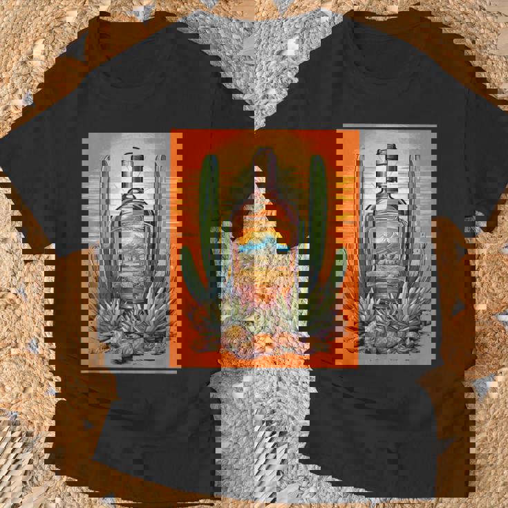 アガベ植物 テキーラボトル メキシカン メズカル アルコール ドリンク Tシャツ 高齢者への贈り物