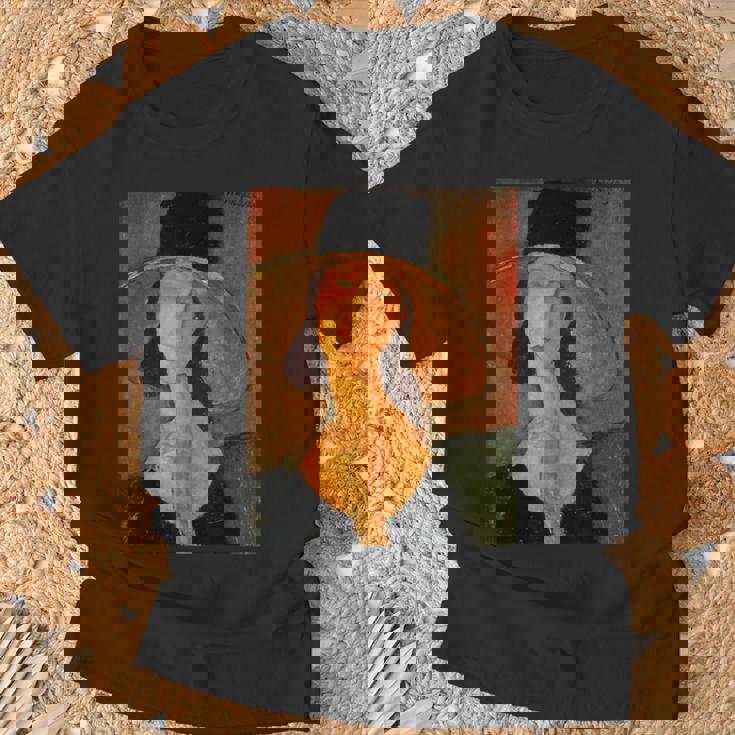 アメデオ モディリアーニのジャンヌ・ヘブターヌ 大きな帽子 Tシャツ 高齢者への贈り物