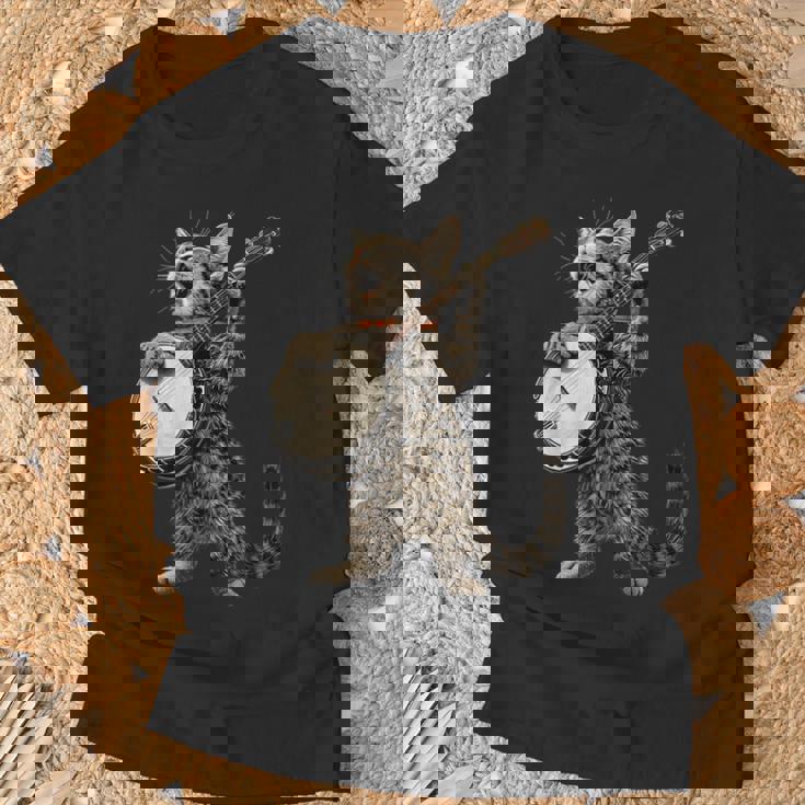 アメリカンショートヘアキャット ブルーグラス バンジョープレイヤー Tシャツ 高齢者への贈り物