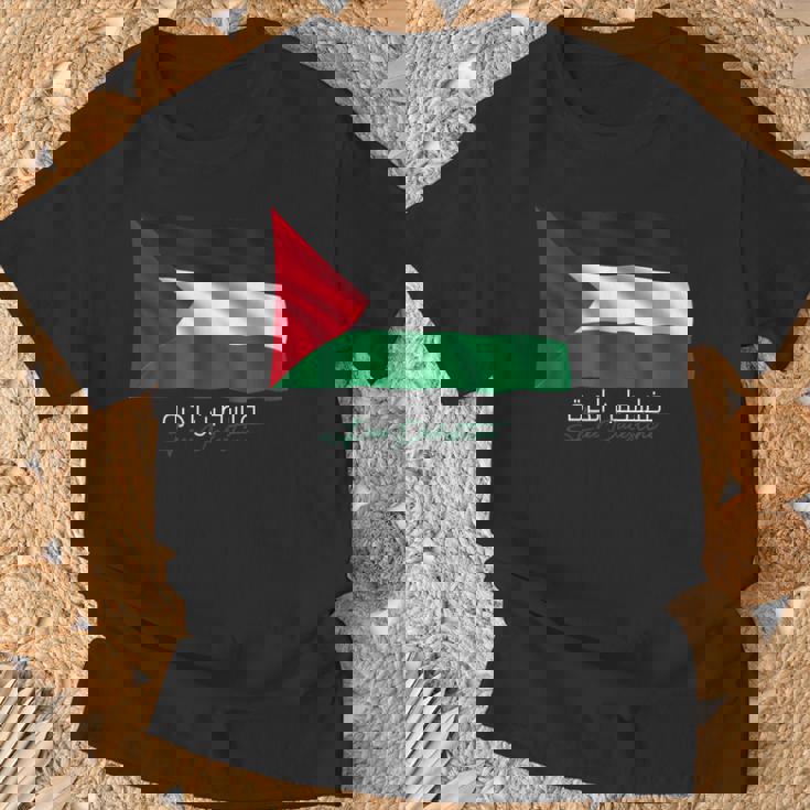 アラビア書道のパレスチナ語 Tシャツ 高齢者への贈り物