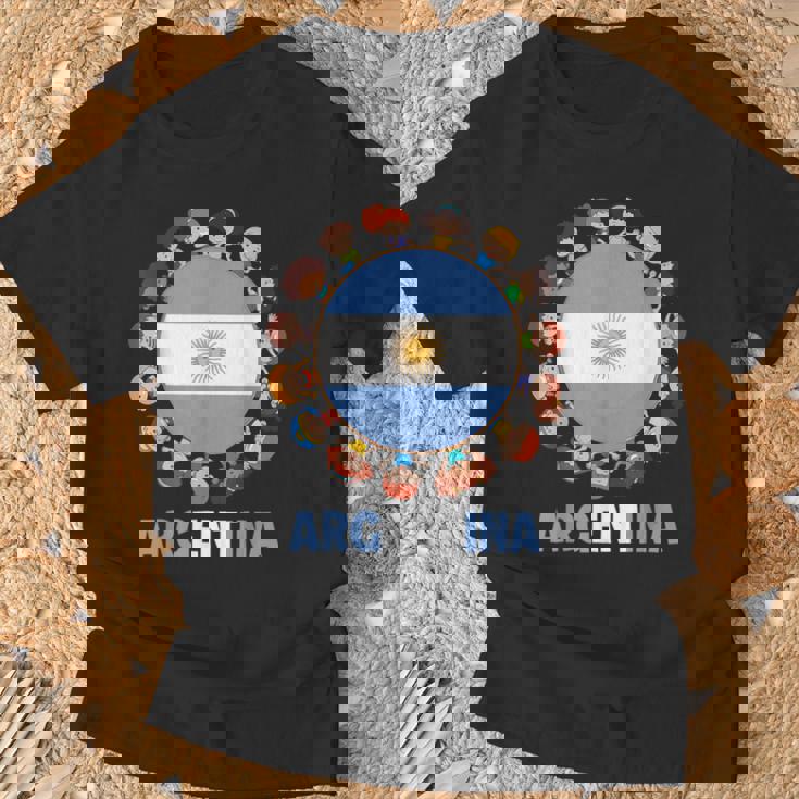 アルゼンチン国旗 ヒスパニック文化遺産月間 アルゼンチン キッズ Tシャツ 高齢者への贈り物