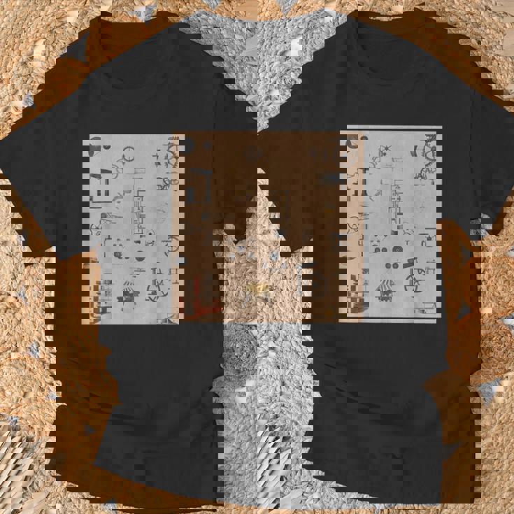 アンティークエンジニアリング機械科学パターン Tシャツ 高齢者への贈り物