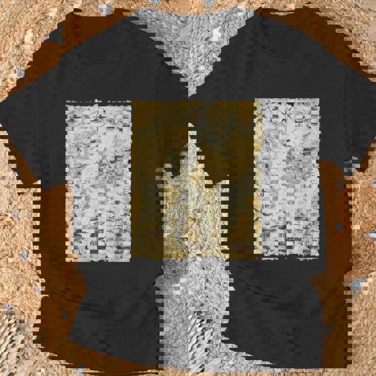 アンティーク地図 海の生き物 海賊 Tシャツ 高齢者への贈り物