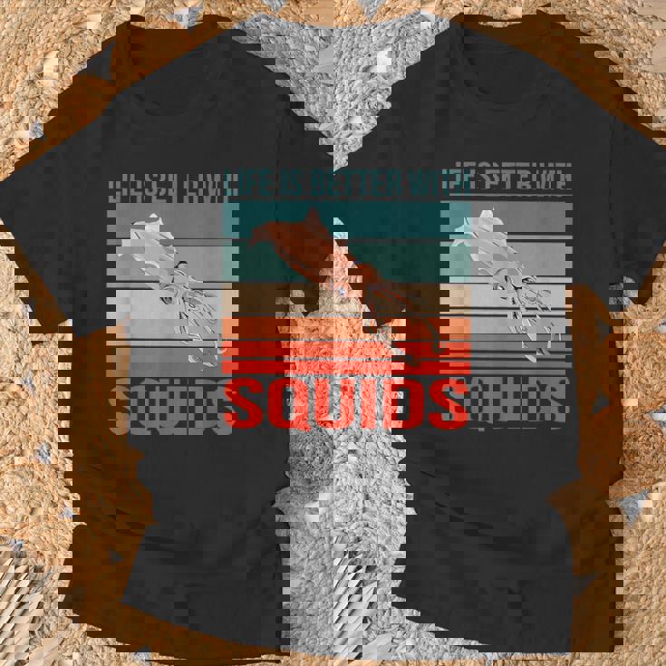 イカ ライフ・イズ・ベター 烏賊 イカ Tシャツ 高齢者への贈り物