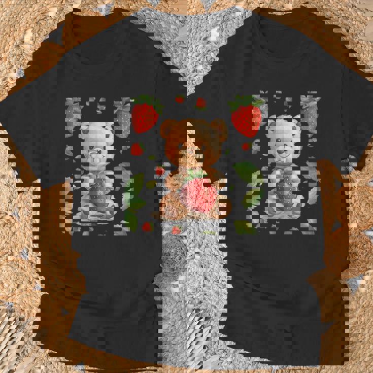 イチゴファンのための素敵なフルーツとテディベアのコスチューム Tシャツ 高齢者への贈り物