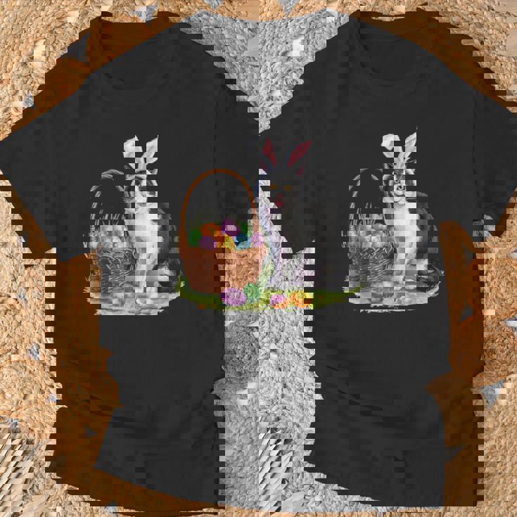 イースターデー 猫 バニー 耳 卵 イースター ウサギ 男性 女性 キッズ Tシャツ 高齢者への贈り物