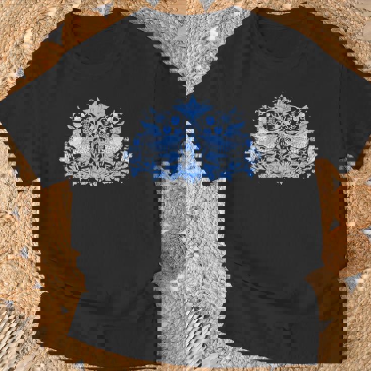 ウィリアム・モリス ストロベリー泥棒 鳥 ブルー Tシャツ 高齢者への贈り物