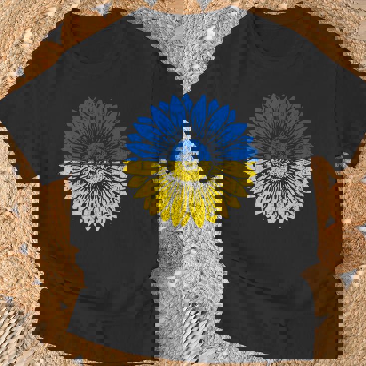 ウクライナの平和ひまわり苦しめられた青と黄色 Tシャツ 高齢者への贈り物
