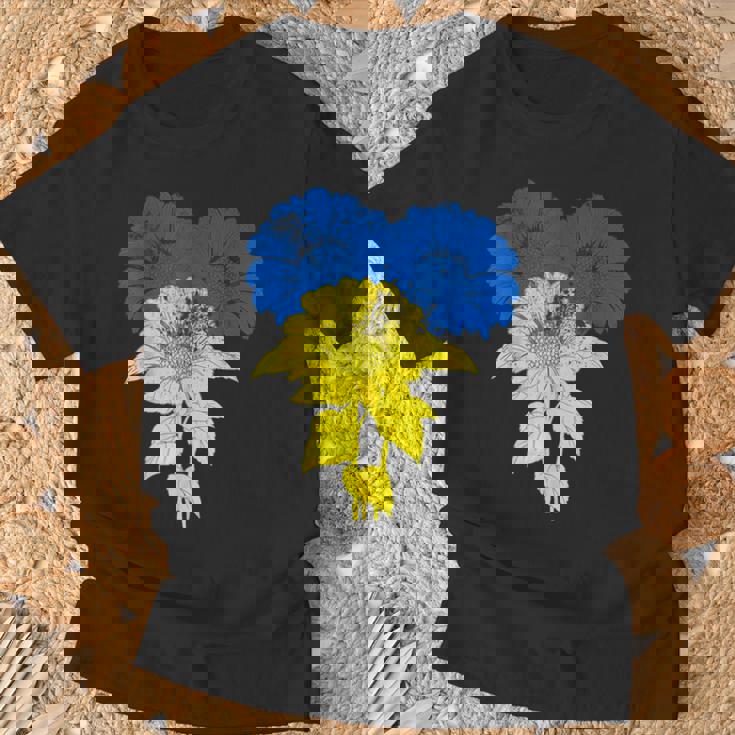 ウクライナ国旗 ひまわり ヴィンテージ ウクライナ支援 ウクライナ Tシャツ 高齢者への贈り物