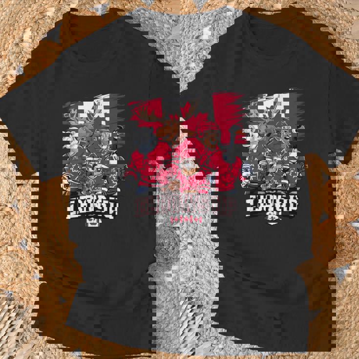 エルボーアップ カナダ カナディアン ビーバー ヘラジカ ホッケーチーム メープルリーフ Tシャツ 高齢者への贈り物