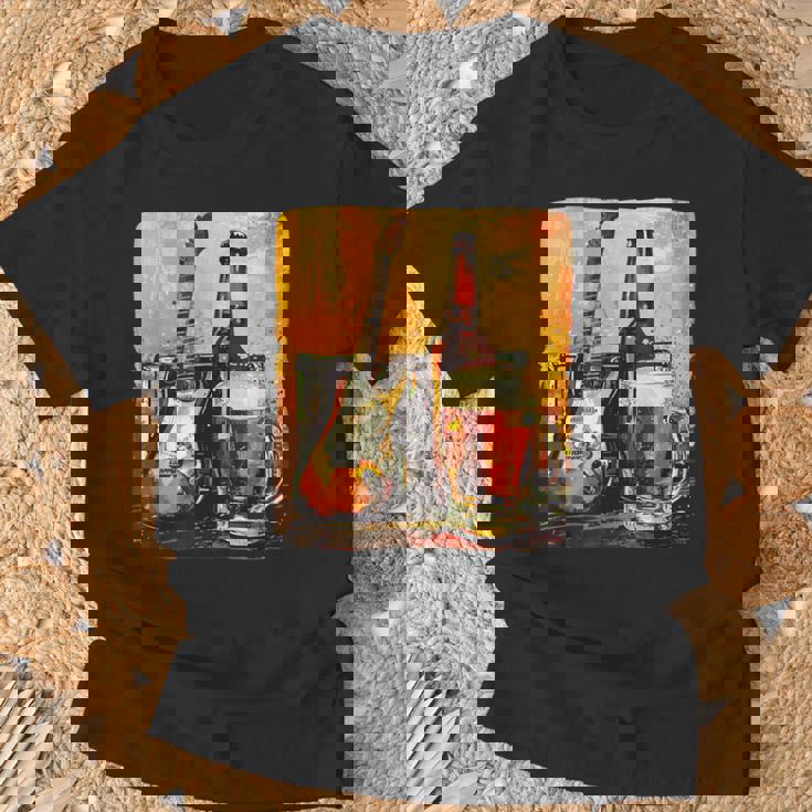 エレキギター好きのための酒とビールのロックギター Tシャツ 高齢者への贈り物