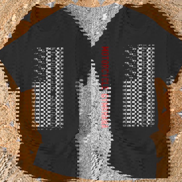 オートバイ ジムカーナ アメリカ国旗 7月4日 Tシャツ 高齢者への贈り物
