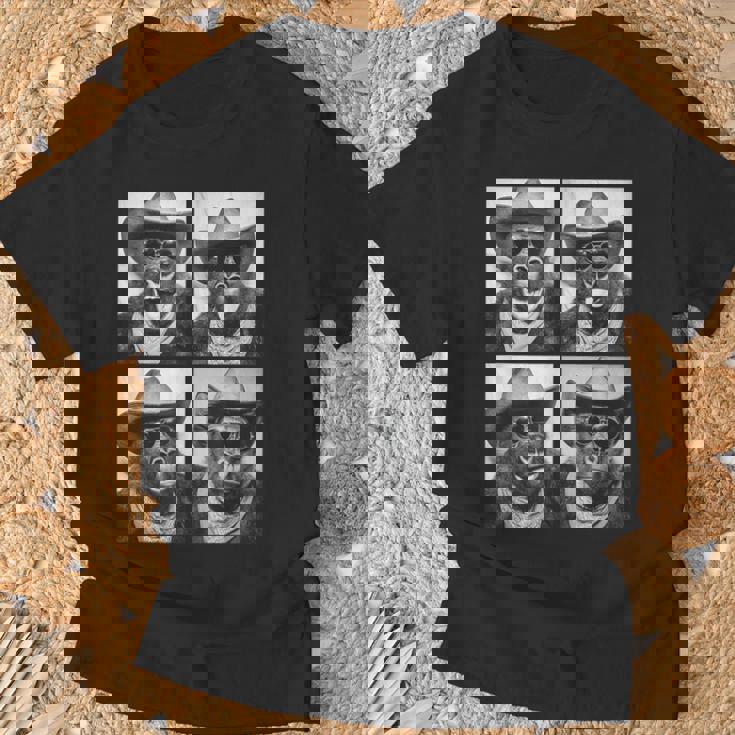 カウボーイ ゴリラ サングラス付き 動物 写真 ブース ウエスタン Tシャツ 高齢者への贈り物