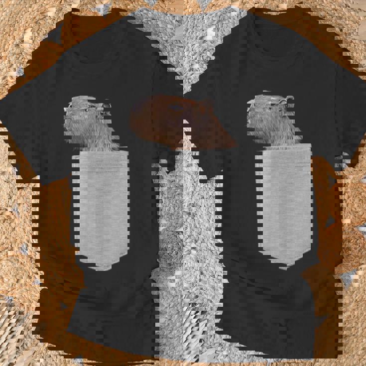 カピバラ フェイク ポケット カピバラ げっ歯類 げっ歯類 アニマル ノベルティ Tシャツ 高齢者への贈り物