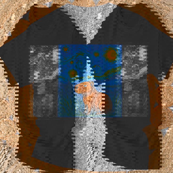 カピバラヴァンゴッホスターリーナイト Tシャツ 高齢者への贈り物