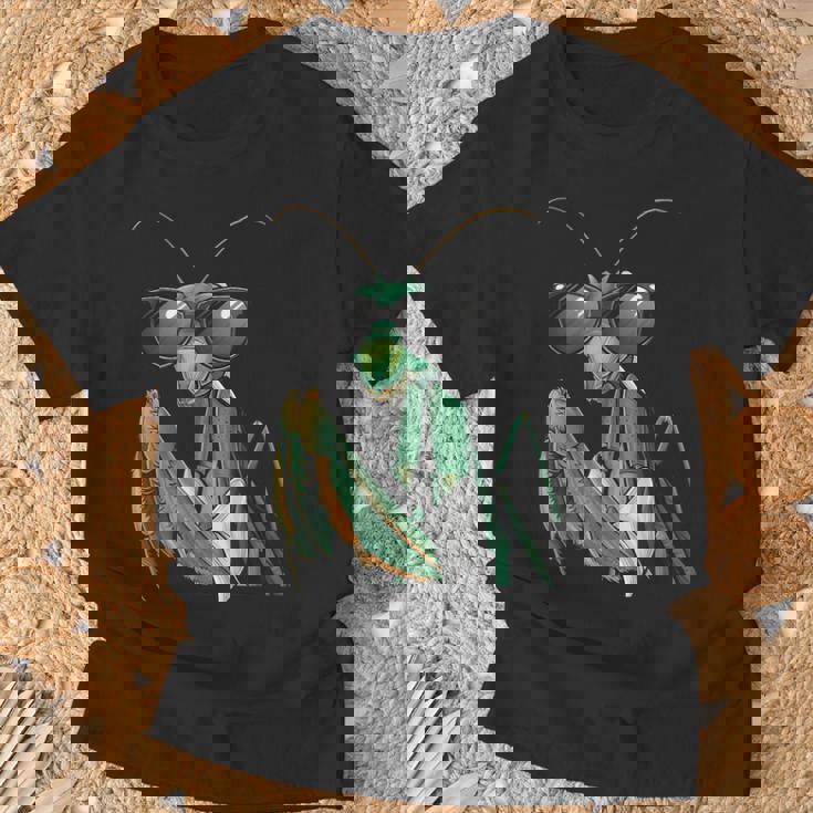カマキリのサングラスをかぶったコスチュームファニーバグ昆虫 Tシャツ 高齢者への贈り物