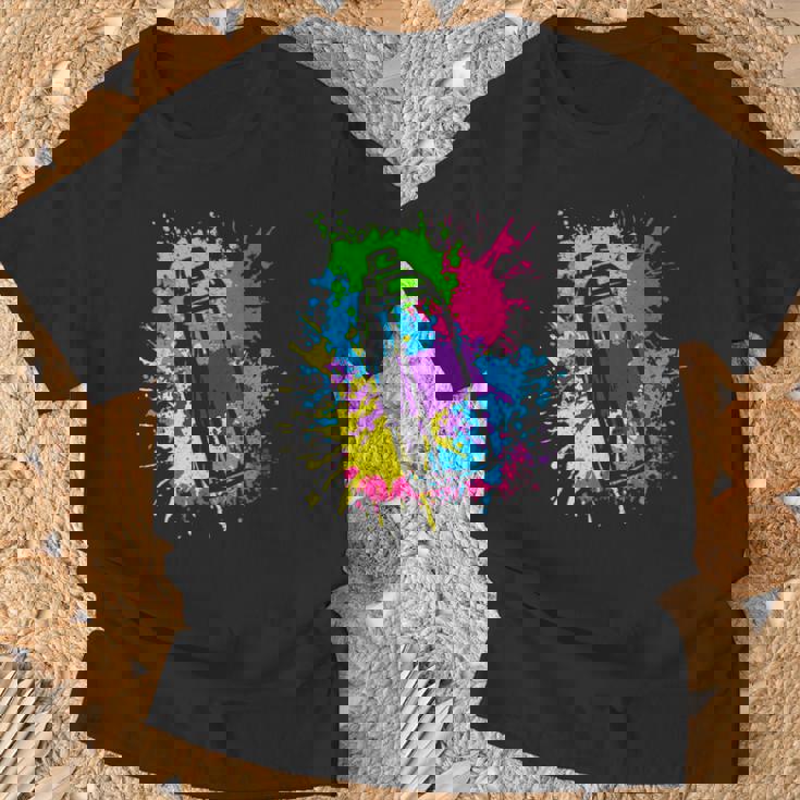 カラフル グラフィティグラフィックスプレーペンキの缶ストリートアートアーティスト Tシャツ 高齢者への贈り物